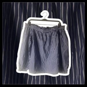 J. Crew Navy and White Striped Off-Shoulder Crop Top